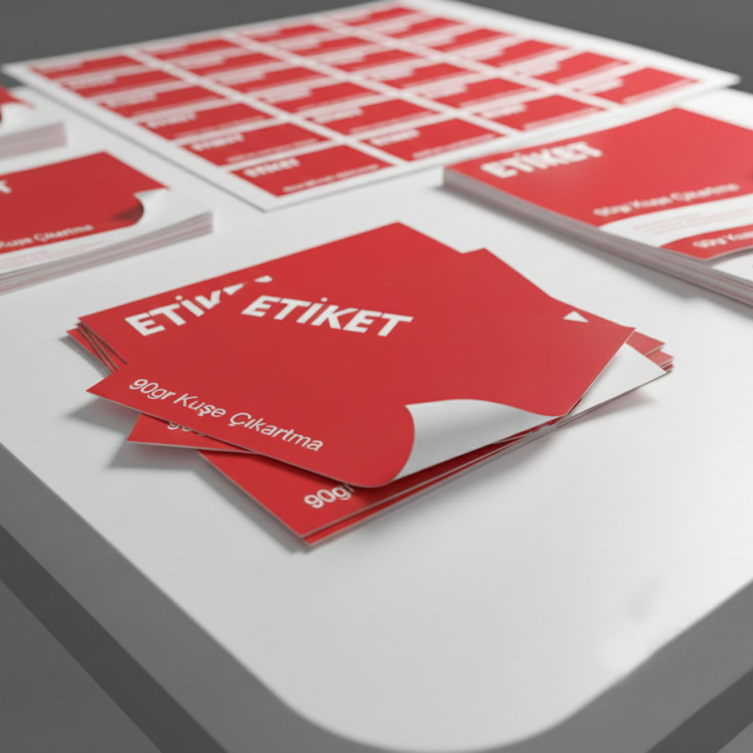 Kuşe Çıkartma Etiket Sticker Düz Kesim 1.000 Adet
